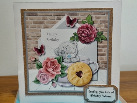 Tatty Teddy with cup and roses by Diane Carbis