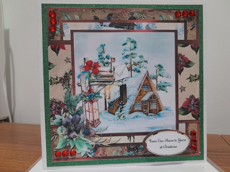 Winter Garden 10: Christmas Mail/Lantern 8 x 8 Quick Card Front with Sentiments, Kraft/Red by Diane Carbis