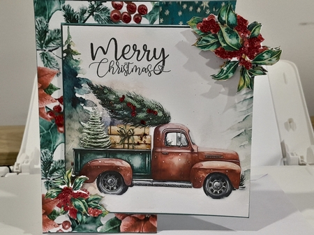 Christmas Fold Back trucks two  by Diane Carbis