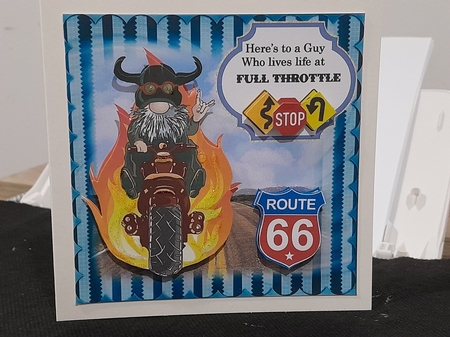 Birthday motorbike gnome card front 4 by Diane Carbis