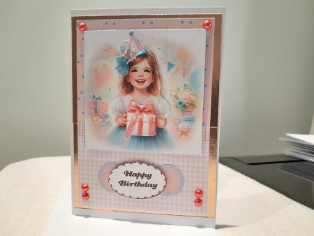 Little Girls Birthday Party A5 Card Front and Decoupage by Diane Carbis