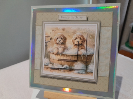 7x7 Cockapoo Dogs in the tub Quick Card  by Diane Carbis