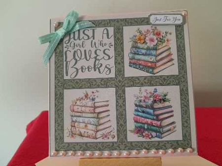 Just A Girl Who Loves Books 8x8 Card Front by Diane Carbis