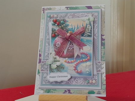 5x7 Beautiful Pink Christmas Bauble by Diane Carbis