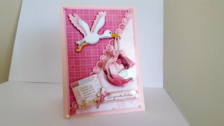 New Baby Girl & Stork Topper and Decoupage by Diane Carbis
