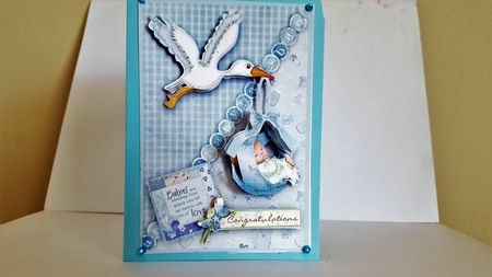 New Baby Boy & Stork Topper and Decoupage by Diane Carbis