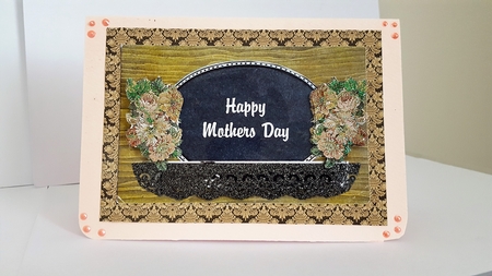Vintage Mothers Day Card Front with Decoupage by Diane Carbis