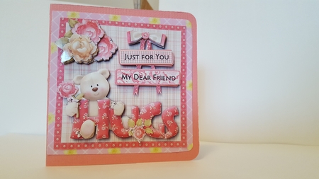 Hugs Just for You My Dear Friend Quick Card Front by Diane Carbis
