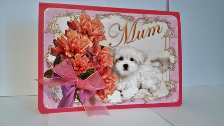 Mothers Day Puppy Topper & Verse-pink by Diane Carbis