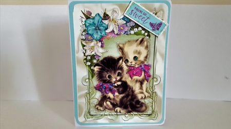 Vintage Kittens in Flower Frame A4 by Diane Carbis