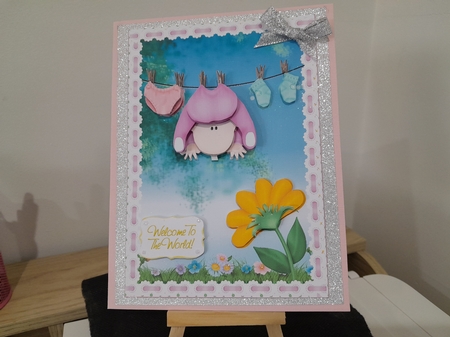 Washing Line Baby Girl Decoupage by Diane Carbis