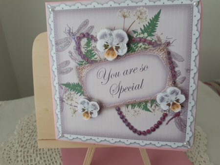 Lilac Pansy So Special 8in Vintage Decoupage Topper by Diane Carbis