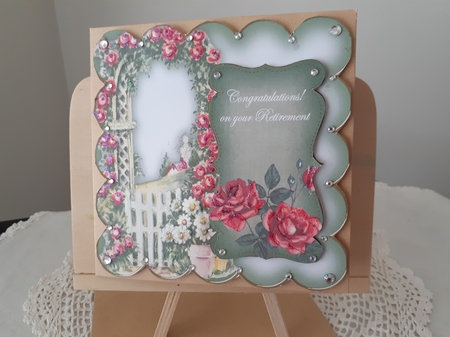 Olive Rose Arch Retirement 8in Scallop Topper by Diane Carbis