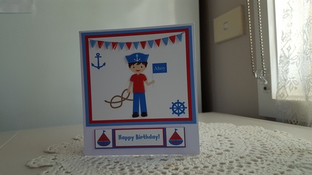 Little Sailor Nautical Birthday Boy Decoupage Card by Diane Carbis