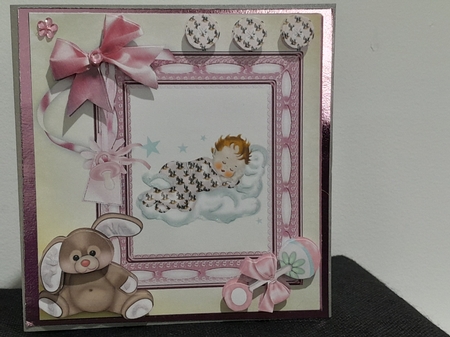 Baby Girl Bows & Bunny & Buttons Topper & Decoupage by Diane Carbis
