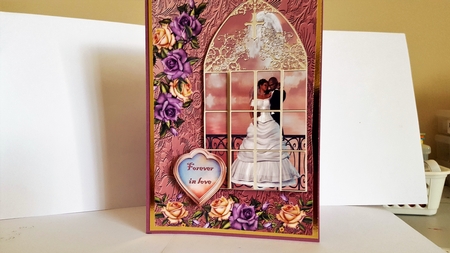 Bridal Couple in Church Window - Wedding - Forever in Love by Diane Carbis