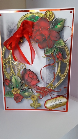 Romantic Red Roses & Golden Frame by Diane Carbis
