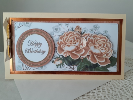 Peach Roses Happy Birthday Dl Decoupage Topper by Diane Carbis