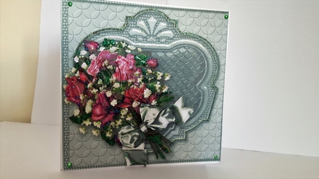 Pink Roses Bouquet 6in x 6in Panel Pyramage by Diane Carbis