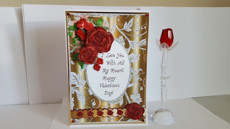 Red Rose Cluster Valentine Card 2 by Diane Carbis