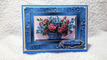 Basket of Pink Roses Fancy Quick Card by Diane Carbis