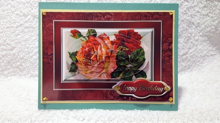 Red Vintage Roses Fancy Quick Card by Diane Carbis