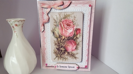 Beautiful Vintage Roses on Butterfly Lace  by Diane Carbis