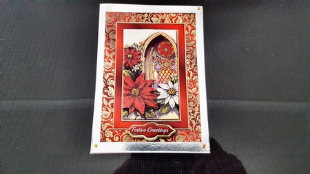 Poinsttias and Stained-glass Window Fancy Quick Card by Diane Carbis
