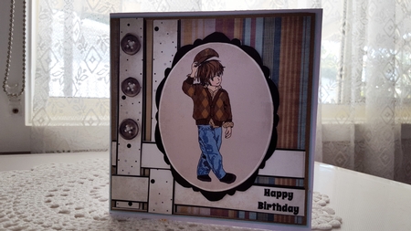 Boy with Cap Woven Corner Card Mini Kit by Diane Carbis