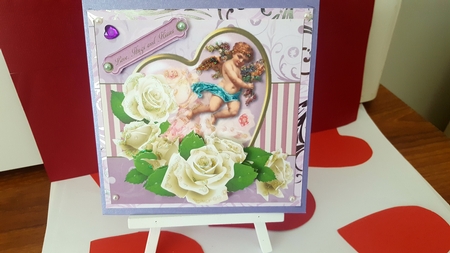 Vintage Heart Valentine with Ivory Rose Decoupage by Diane Carbis