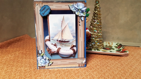 Sailboat in a Wood Frame Qs by Diane Carbis
