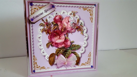 Lovey Lilac Roses on Lace 1 by Diane Carbis