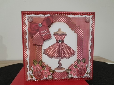 Red Dotty Dress Happy Birthday 8in Decoupage Step by Step by Diane Carbis