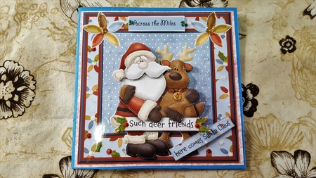 Santa and deer friends by Diane Carbis