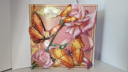 Butterflies on Edwardian Roses by Diane Carbis