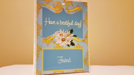  Goldstar Available Damask Style Brocade Mums Quick Card Floral Card Topper by Diane Carbis