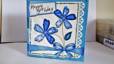 Birthday Patchwork Flowers & Lace Scalloped Corner Stacker by Diane Carbis