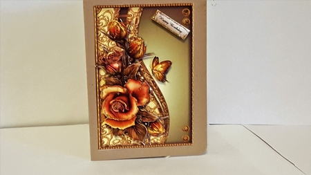 Beautiful  Shaped Border & Golden Roses by Diane Carbis