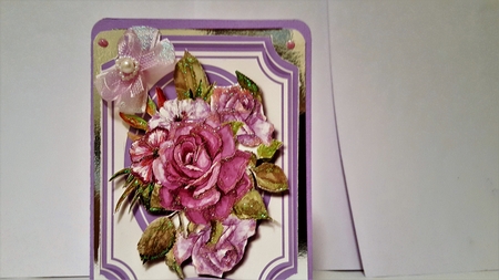 Beautiful Ross on a Lilac Shaped Mat by Diane Carbis