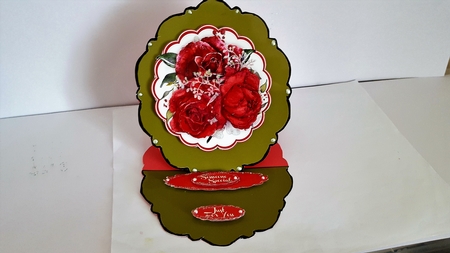 Red Roses Easel Or Topper by Diane Carbis