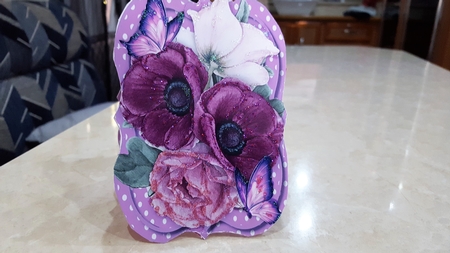 Tent card wIth Verse  ,   Lilac Roses and Butterflys  by Diane Carbis