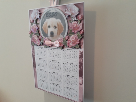 Mini Kit- A4 Roses and Puppy Calendar for 2025 #10 by Diane Carbis