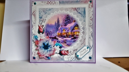 Pink and Blue Pastel Winter Scene 2 by Diane Carbis