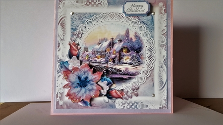 Pink and Blue Pastel Winter Scene 4 by Diane Carbis