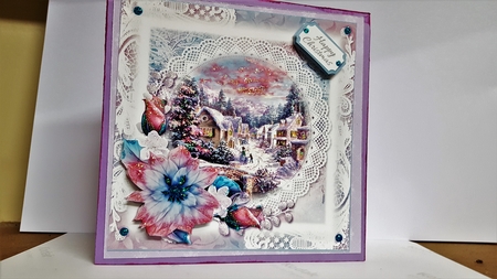 Pink and Blue Pastel Winter Scene 5 by Diane Carbis