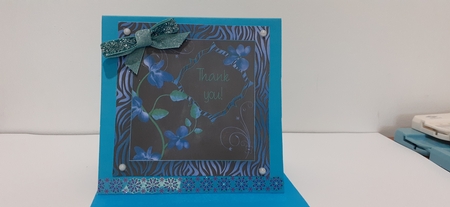 Blue Orchids Zebra Print Chalkboard Thank You Quick Card Topper by Diane Carbis