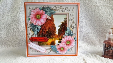 Autumn Scene and Pink Daisys  by Diane Carbis