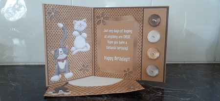 Leaping Kitty Birthday Card with Inserts, Decoupage and Envelope Featured Gallery Photo