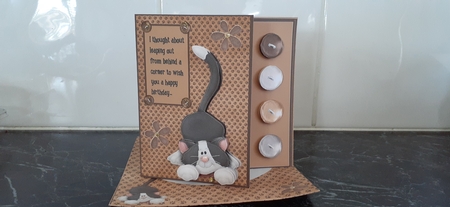 Leaping Kitty Birthday Card with Inserts, Decoupage and Envelope by Diane Carbis