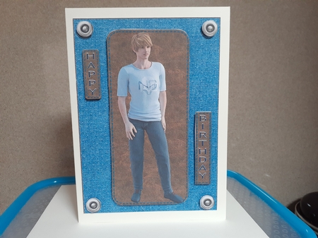 TEEN BOY 45 Base Leather and Denim look card  by Diane Carbis